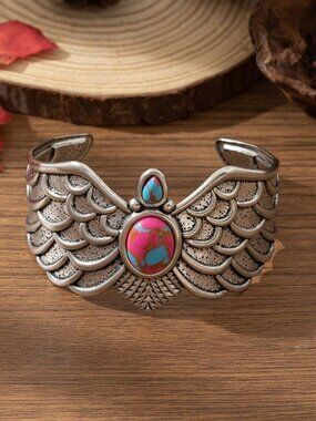 Bohemian Vintage Style Angel Wing Open Cuff Bracelet